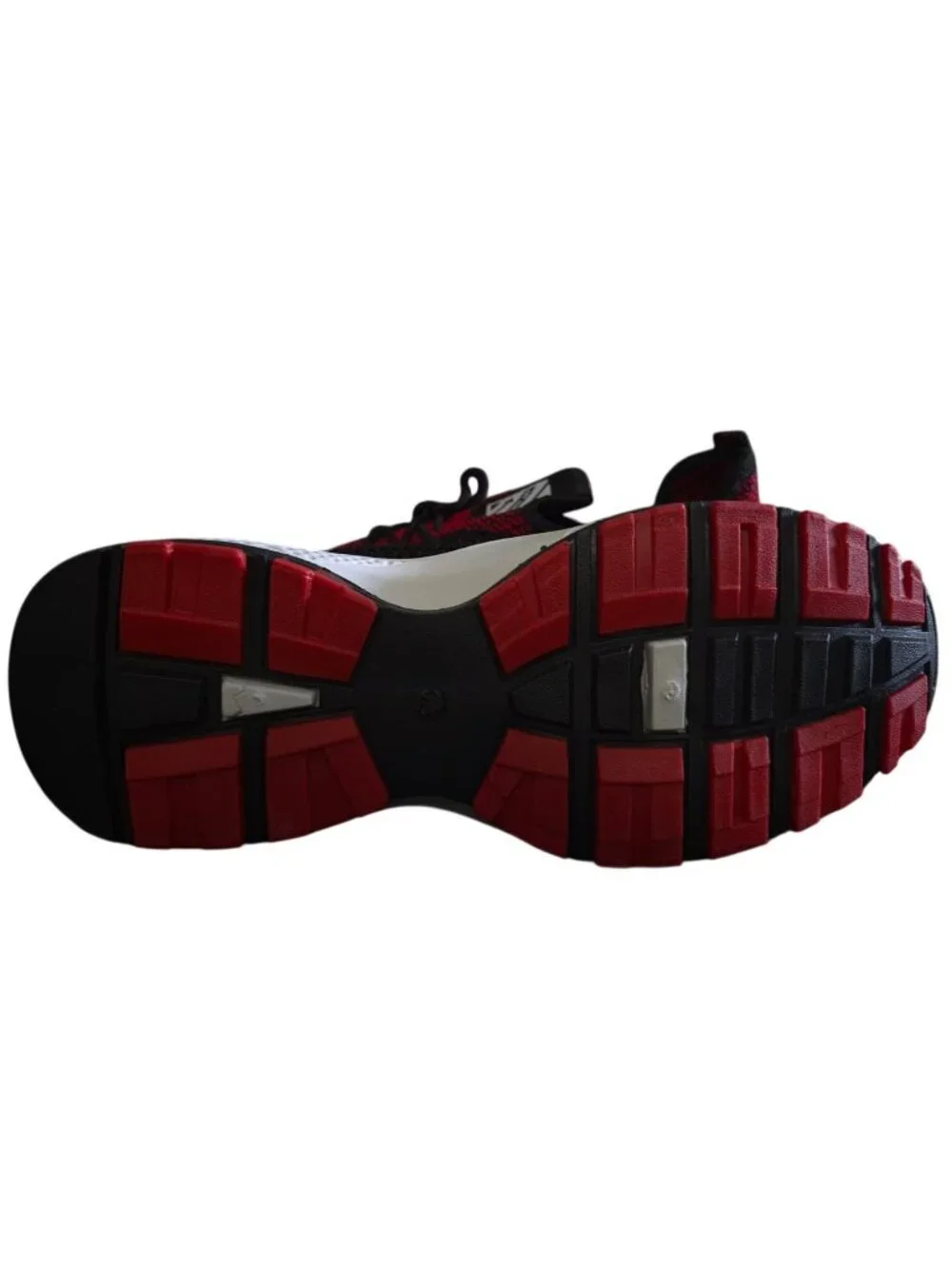 Mens Black Red Knit Running Shoes Size 43 Lightweight Athletic Sneakers NWOB.